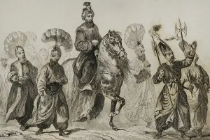 Bearer Prints: Ottoman Sultan going to the mosque. Turkey