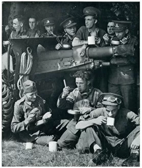 Meal Collection: Outbreak of WWII men of Royal Artillery eating 1939
