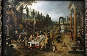Bourgeoisie Collection: Outdoor banquet by Sebastiaen Vrancx (1573-1647)