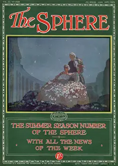 Moonlit Prints: Outer cover of The Sphere magazine's Summer Season Number with an illustration showing an eighteenth century couple