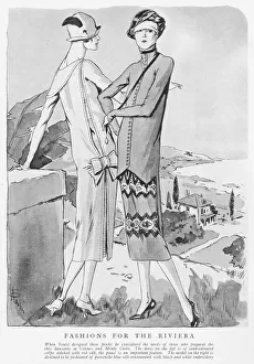 Couturiers Prints: Two outfits designed by Soulie for the Riviera, 1925