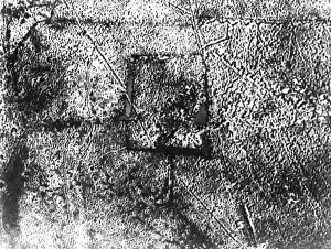 Outline of a farm building, aerial photograph during WW1