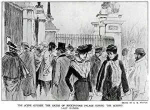 Outside gates of Buckingham Palace during Queen's illness