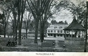 Bandstand Prints: The Oval, Hotel Howison, Bandstand, Milford, New Hampshire