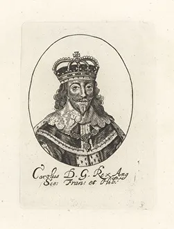 Lace Collar Prints: Oval portrait of King Charles I of England