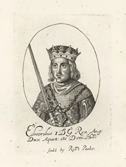 Hauberk Prints: Oval portrait of King Edward I of England, 1239-1307