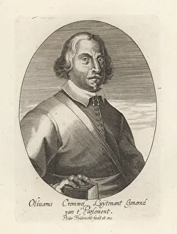 Puritan Prints: Oval portrait of Oliver Cromwell, 1599-1658