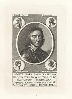 Medallion Prints: Oval portrait of Oliver Cromwell, Lord Protector