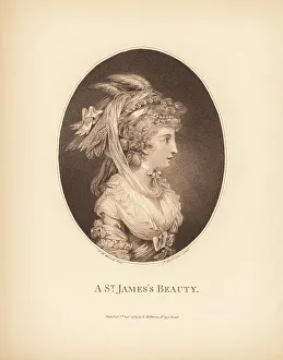 1783 Prints: Oval portrait of Priscilla Burrough as a St. James Beauty, 1783