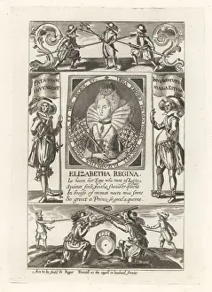 Muskets Prints: Oval portrait of Queen Elizabeth I of England, 1533-1603