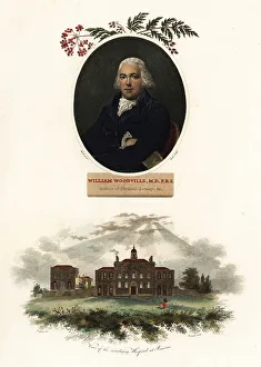 Pancras Prints: Oval portrait of William Woodville, physician and botanist