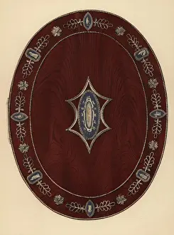Rathbone Prints: Oval rosewood box mounted in steel
