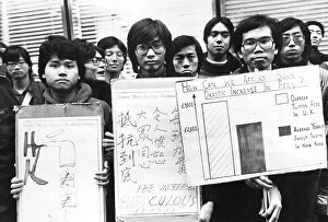 Placard Collection: Overseas students demonstrating over fees, London