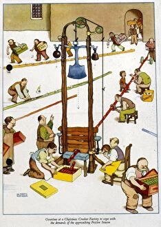 Heath Robinson Humour Gallery: Overtime at a Christmas cracker factory by William Heath Rob