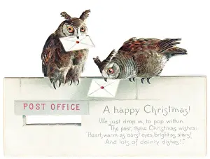 Posting Prints: Two owls on a Christmas card