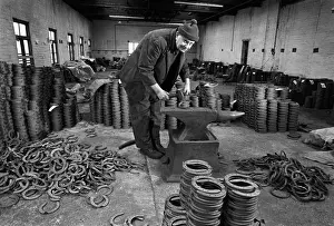 The owner of Birminghams last horseshoe factory at work