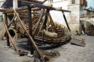Rotary Gallery: Ox treadmill, uper Italy, ca. 1600. Were used to drive corn