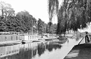 Houseboats Prints: Oxford Christ Church Meadows River Thames Victorian period