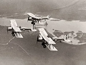 Pre War Prints: Oxford University Air Squadron, biplanes, c. 1934