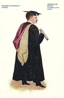 Educational Prints: Oxford University robes: Doctor of Music (undress with hood)