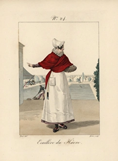 Oyster shucker of Le Havre in a low bonnet Oyster shucker of Le Havre in a low bonnet