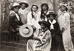 Pacific Islands, Oceania: group portrait, likely Tahiti