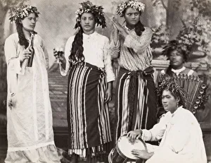 Pacific Islands, Oceania: portrait of musicians, likely Tahiti