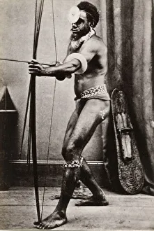 Islander Prints: Pacific Islands, Oceania: warrior with bow and arrow