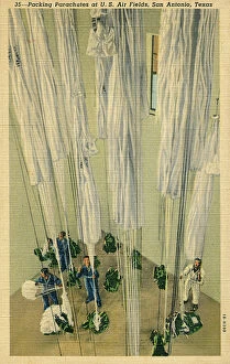 Packs Gallery: Packing Parachutes at US Air Fields, San Antonio, Texas, USA