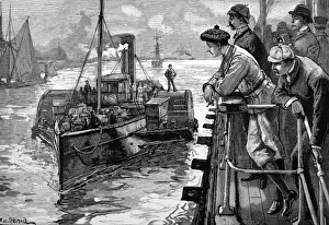 Approaches Prints: A Paddle-steam tender approaches a Passenger ship, 1883
