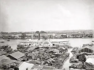 Paddle Prints: Paddle steamer, Canton, (Guangzhou) China, c. 1890
