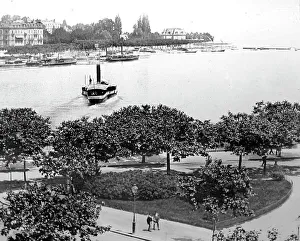 Lucerne Prints: Paddle steamer, Lake Lucerne, Switzerland, early 1900s