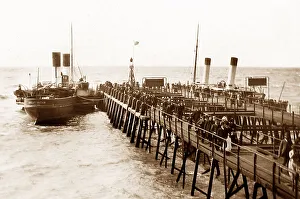 Paddle steamer at the North Pier, Blackpool in 1890