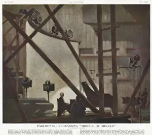 Moon Light Prints: Paderewski rehearsing Moonlight Sonata by Laurence Irving