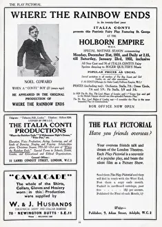 Ends Prints: Page from a 1931 issue of Play Pictorial with an advertisement showing Noel Coward