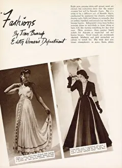 Pages Prints: Page from Britannia and Eve with a Nina Ricci dress in white with Grecian style embroidery