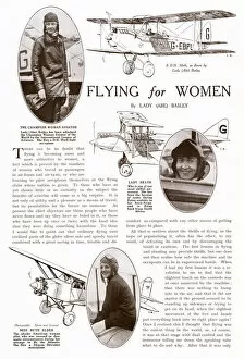 Bailey Gallery: Page from The Bystander, 18th April 1928, featuring an article called Flying for Women by