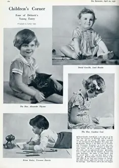 Warwick Prints: Page in The Bystander magazine 1936 featuring photographs of four aristocratic children
