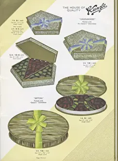 Page from a catalogue, Kunzle Chocolate List