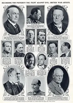 Keith Prints: Page from The Illustrated London News featuring a number of official war artists engaged in recording for posterity