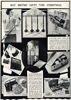 Ideas Prints: Page from The Illustrated London News suggesting ideas for British goods for Christmas