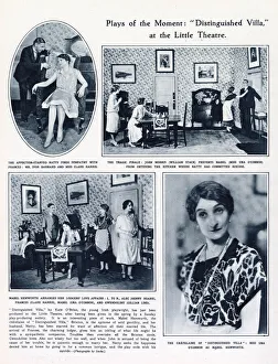 Villa Gallery: Page from The Sketch featuring photographs of scenes from the play, Distinguished Villa