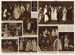 Images Dated 8th October 2020: Page from The Sphere showing the newly married Princess Elizabeth