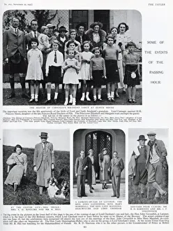 Coming Prints: Page from The Tatler featuring a photograph of a group at the 8th birthday part of