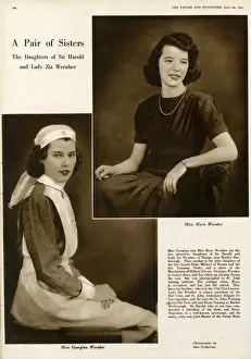 Daughters Prints: Page from The Tatler featuring sisters Myra and Georgina Wernher
