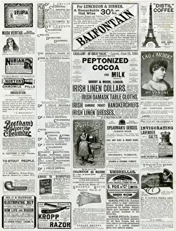 Medicines Collection: Page of Victorian adverts 1889