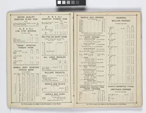Pages from 1899 Price List, Upholstery, Trimmings &c