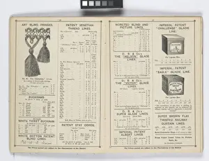 Pages from 1899 Price List, Upholstery, Trimmings &c