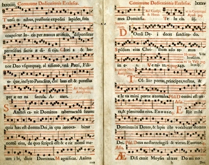 Images Dated 3rd January 2017: Two pages of music, Commune Dedicationis Ecclesiae