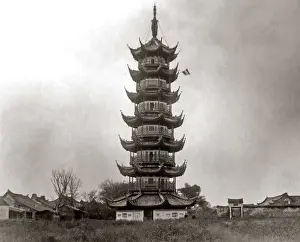 Pagoda near Shanghai, China circa 1880s